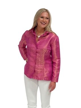 LIZA BYRD Pink and Gold Jacquard Top, NWT